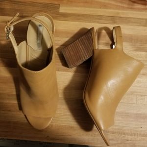 Graffiti Leather Peep Toe Bootie